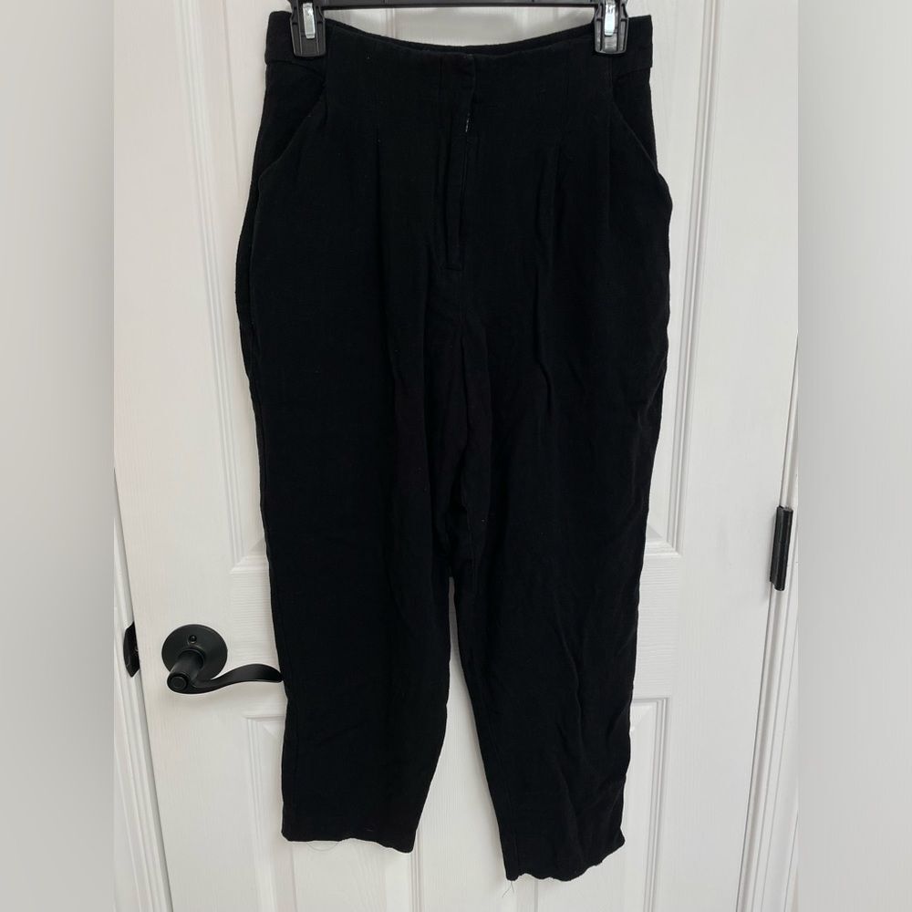 ASOS Design Black Linen Blend Lining High Rise Pants Women’s Petite Size 4